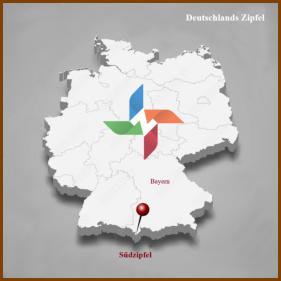 Lage des S�dzipfels im Bundesland Bayern