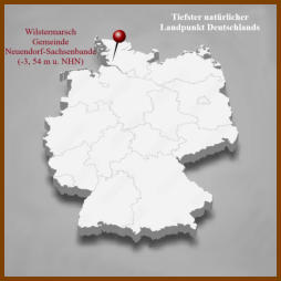Lage des tiefsten Landpunktes Deutschlands im Bundesland Schleswig-Holstein