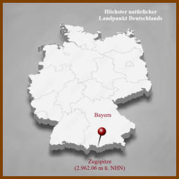 Lage des h�chsten nat�rlichen Landpunktes Deutschlands im Bundesland Bayern
