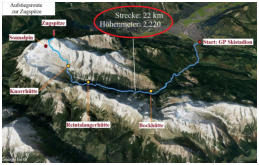 Unsere Aufstiegsroute von Garmisch-Partenkirchen aus