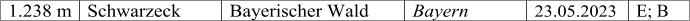 1.238 m Schwarzeck Bayerischer Wald Bayern 23.05.2023 E; B
